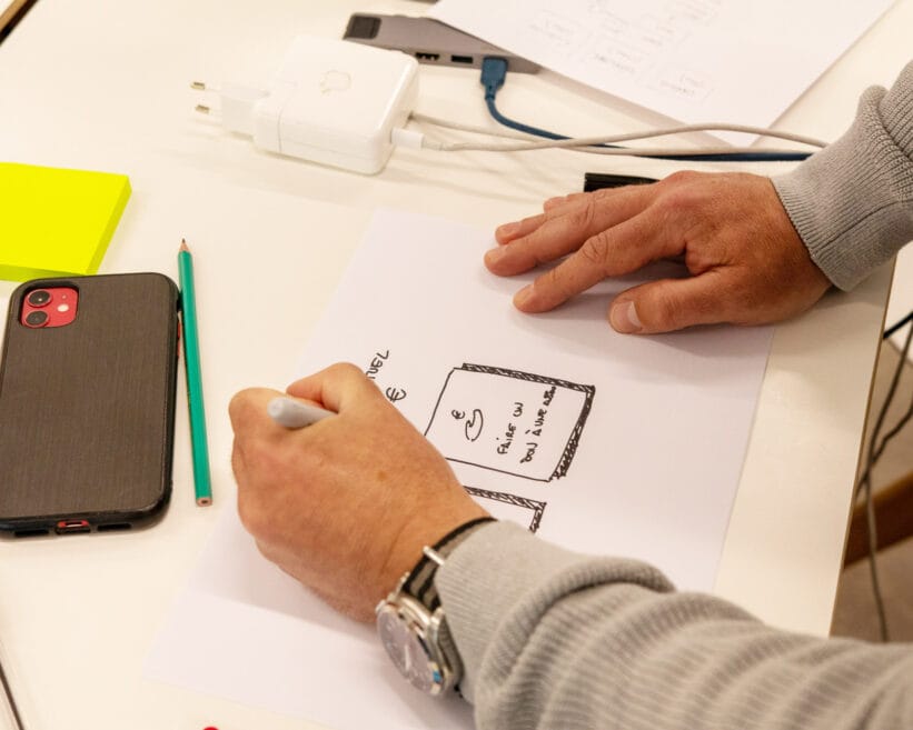 Atelier de co-sketching dessin à main levée sur papier