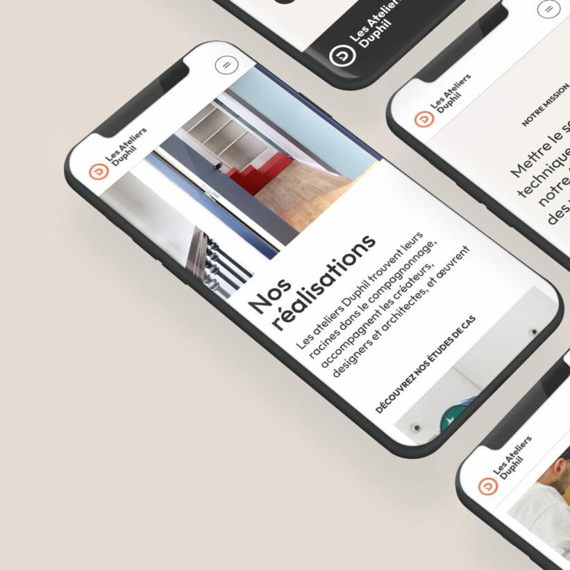 Maquettes graphique du site en version mobile