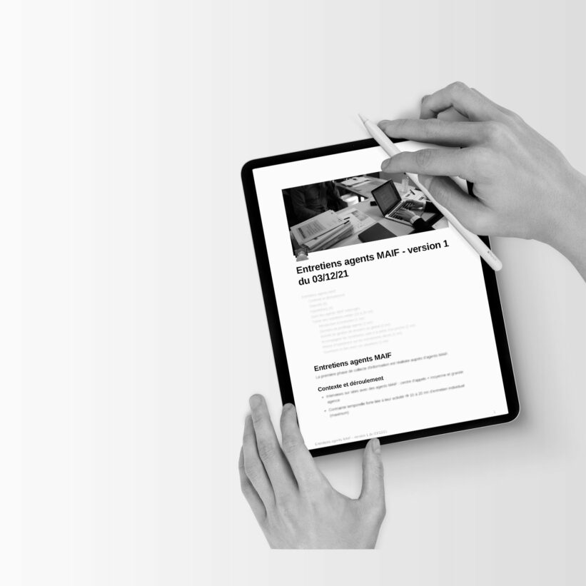 Tram d'entretiens utilisateurs réalisée sur Notion