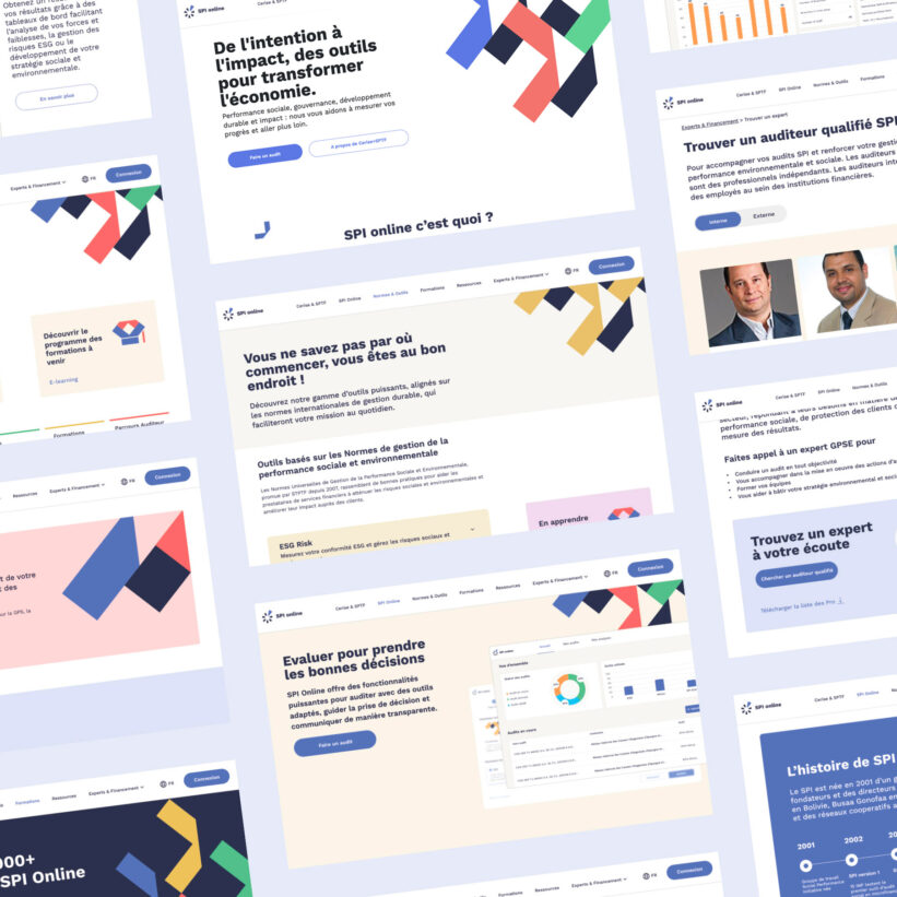 maquettes graphiques des pages du site vitrine