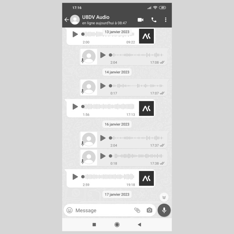 Capture d'écran de l'application whatsapp utilisée pour faciliter les échanges avec les usagers porteurs de handicap