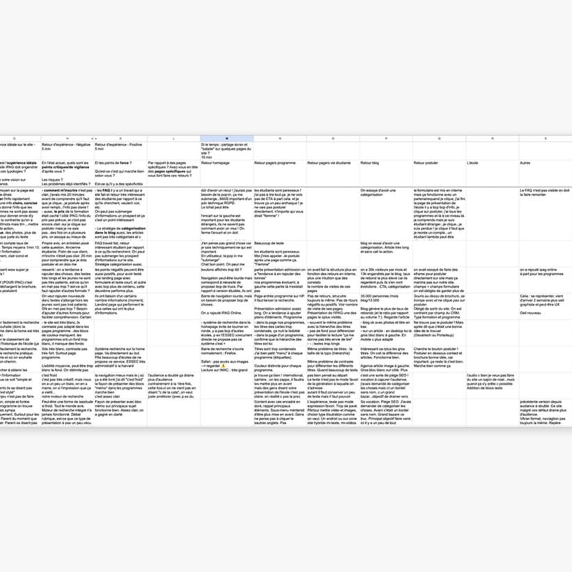 Aperçu d'un fichier contenant la base de donnés d'entretiens métier