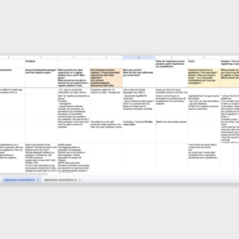 capture d'écran d'un tableau excel avec des notes