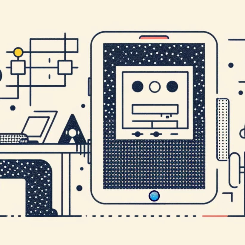 Illustration d'un chatbot vocale de traduction en flat design